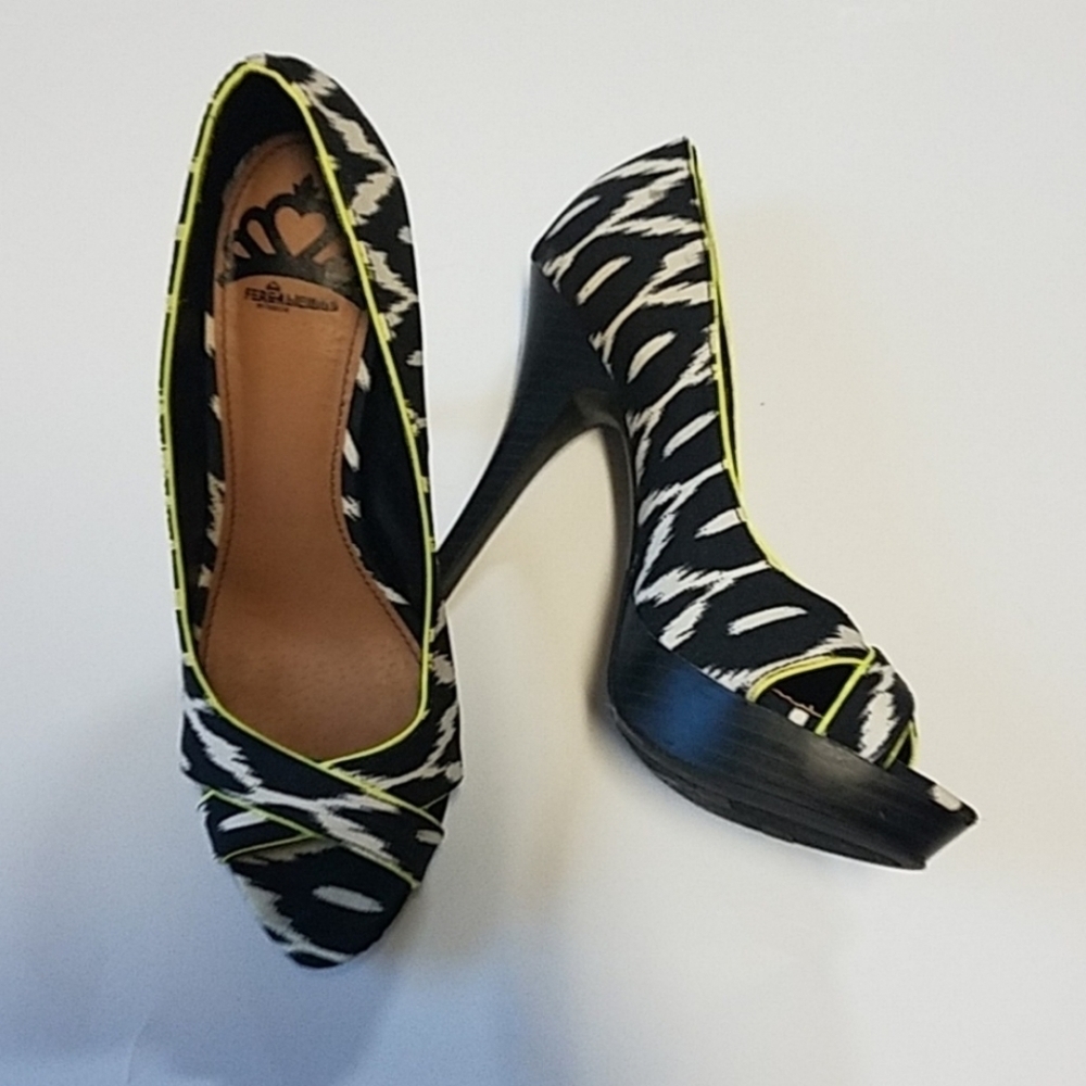 Fergalicious by Fergie Zebra‎ Stripe Neon Heels 7 M
